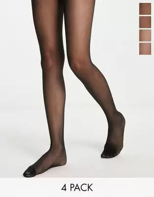 Lindex 4-pack 20 denier matt tights in black offers at S$ 81 in asos