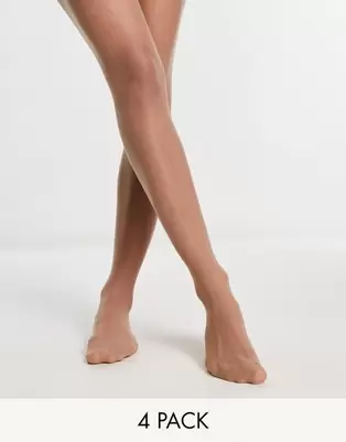 Lindex 4-pack 20 denier matt tights in beige offers at S$ 81 in asos