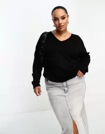 ONLY Curve v neck jumper in black offers at S$ 322 in asos