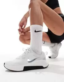 Nike Training MC 3 trainers in white and silver offers at S$ 74.99 in asos