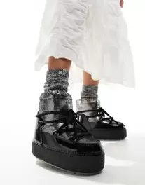 South Beach Lace Up Snow Boot in Black offers at S$ 49 in asos