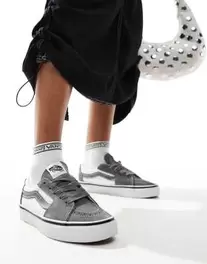 Vans sk8-low two tone trainers pewter and white offers at S$ 65 in asos