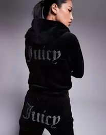 Juicy Couture velour zip through hoodie co-ord in black offers at S$ 110 in asos