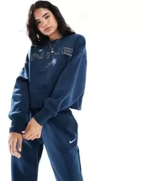 Nike retro logo sweatshirt in navy offers at S$ 64.99 in asos