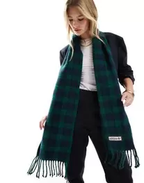 Adidas Originals tartan scarf in dark green and navy offers at S$ 123.23 in asos