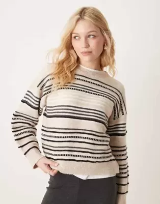 ASOS DESIGN cocoon sleeve cardigan in textured knit in ecru stripe offers at S$ 32 in asos