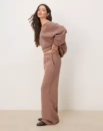 ASOS DESIGN straight leg jogger co-ord in chocolate offers at S$ 26 in asos