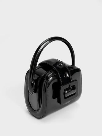 Lula Patent Belted Bag               - black offers at S$ 39.9 in Charles & Keith