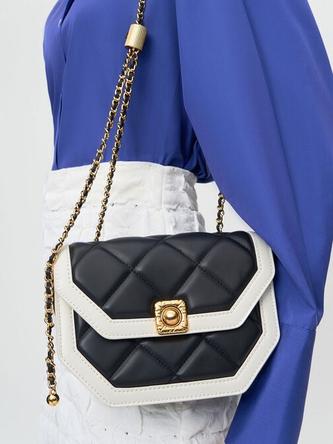 Avis Two-Tone Geometric Shoulder Bag               - black offers at S$ 39.9 in Charles & Keith