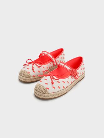 Girls' Jacquard Bow Espadrilles               - coral offers at S$ 37.5 in Charles & Keith