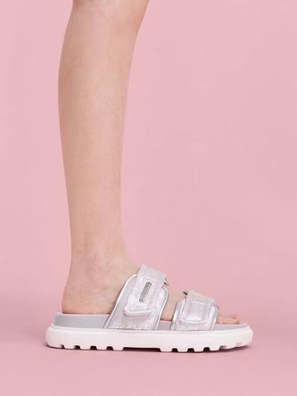 Clementine Recycled Polyester Sports Sandals               - silver offers at S$ 60.7 in Charles & Keith