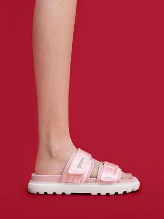 Clementine Recycled Polyester Sports Sandals               - light pink offers at S$ 60.7 in Charles & Keith