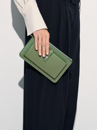 Rebel Top-Zip Long Wallet               - green offers at S$ 44.7 in Charles & Keith