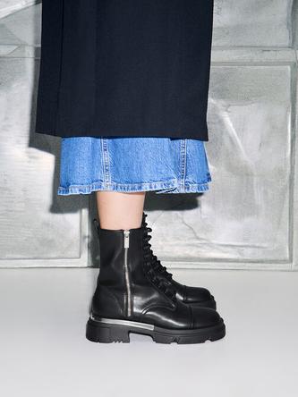 Dakota Lace-Up Boots               - black offers at S$ 87.2 in Charles & Keith