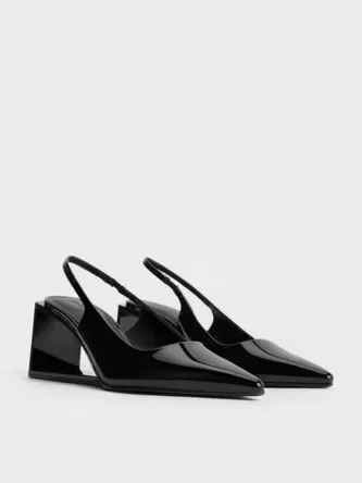 Xeli Triangle-Heel Slingback Pumps  - black box offers at S$ 60.7 in Charles & Keith