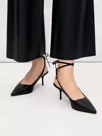 Textured Tie-Around Pointed-Toe Pumps  - black offers at S$ 41.9 in Charles & Keith