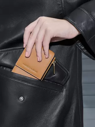 Calla Bi-Fold Side-Zip Card Holder  - toffee offers at S$ 29.5 in Charles & Keith