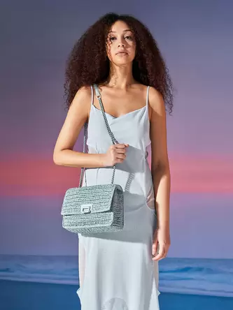 Neva Woven Chain-Handle Shoulder Bag  - sage green offers at S$ 73.5 in Charles & Keith