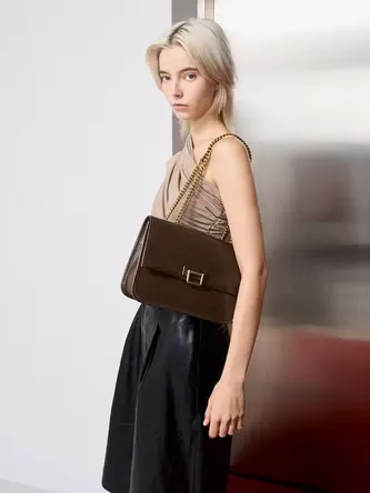 Neva Chain-Handle Shoulder Bag  - dark brown offers at S$ 55.9 in Charles & Keith