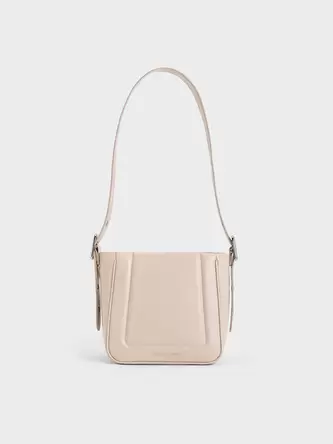 Petra Boxy Bucket Bag  - oat offers at S$ 55.9 in Charles & Keith