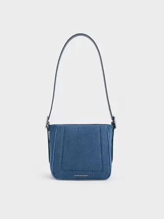 Petra Denim Boxy Bucket Bag  - denim blue offers at S$ 55.9 in Charles & Keith