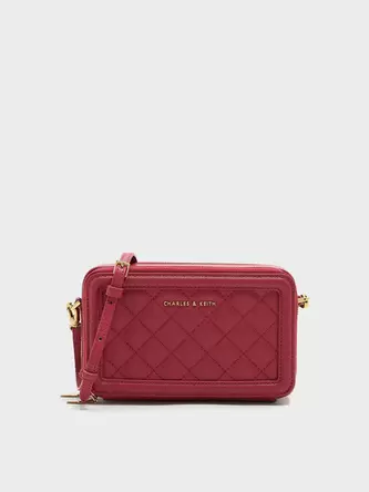 Quilted Boxy Long Wallet  - red offers at S$ 41.9 in Charles & Keith