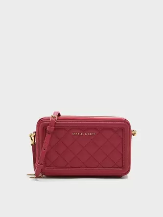 Quilted Boxy Long Wallet  - red offers at S$ 41.9 in Charles & Keith