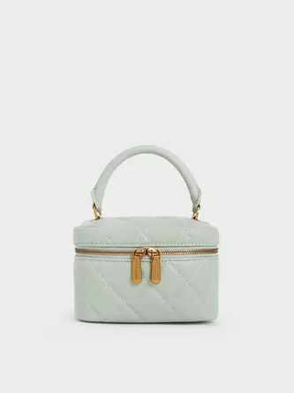 Quilted Round Pouch  - mint green offers at S$ 34.9 in Charles & Keith