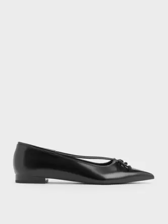 Bow Pointed-Toe Ballet Flats  - black box offers at S$ 39.8 in Charles & Keith