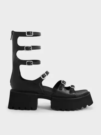 Lyric Gladiator Platform Sandals  - black offers at S$ 62.9 in Charles & Keith