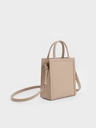 Double Handle Tote Bag  - taupe offers at S$ 52.7 in Charles & Keith