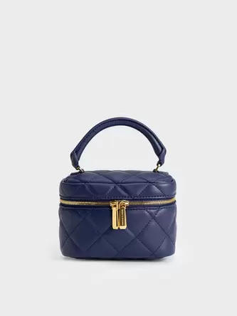 Quilted Vanity Pouch  - navy offers at S$ 34.9 in Charles & Keith