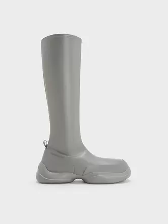 Casey Side-Zip Knee-High Boots  - grey offers at S$ 92 in Charles & Keith