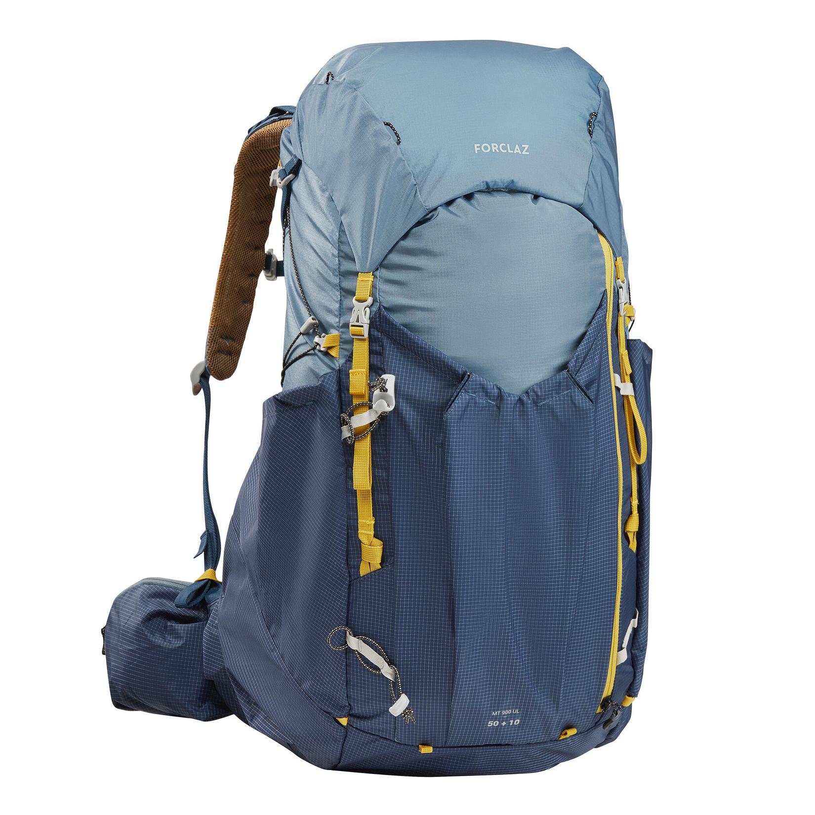 Men Trekking 50L Extendable Backpack MT900 Ultralight - Blue offers at S$ 139.9 in Decathlon