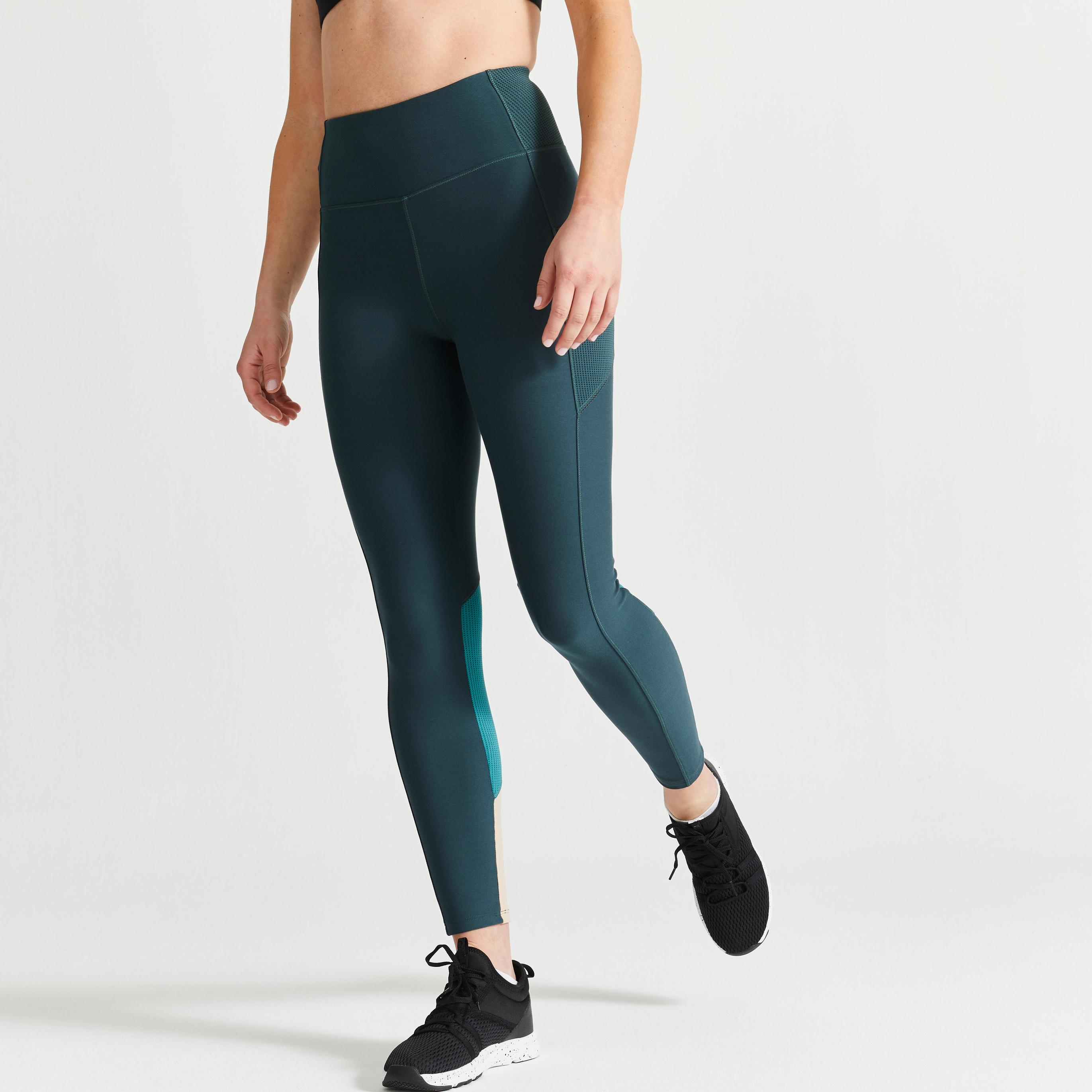 Women's Fitness Leggings with Phone Pocket - Green offers at S$ 15.9 in Decathlon