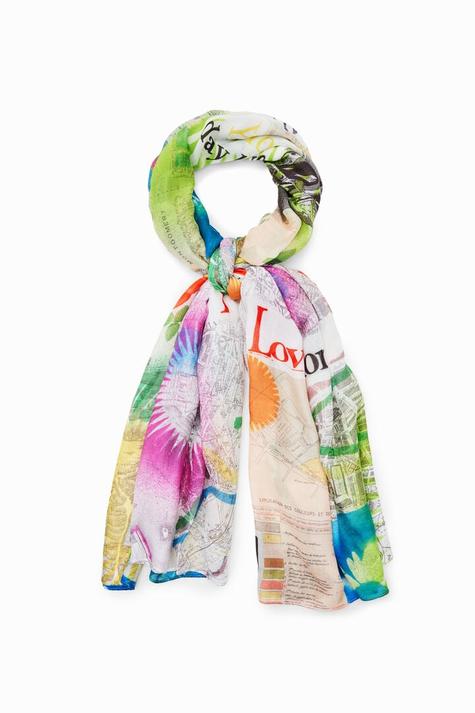 New collection Rectangular map collage foulard offers at S$ 59 in Desigual