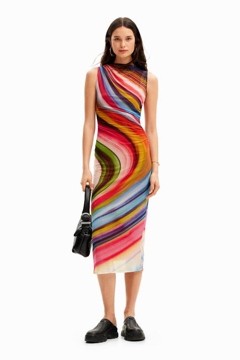 New collection Tulle wave midi dress offers at S$ 189 in Desigual