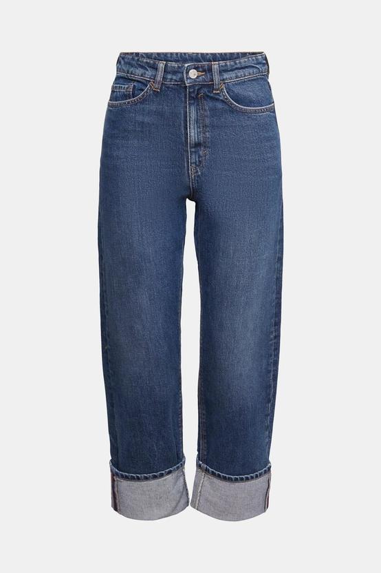 High-Rise Turn-Up Straight-Leg Jeans offers at S$ 77.9 in Esprit
