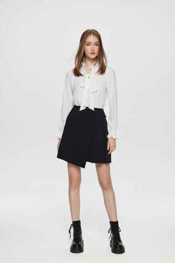 Bessie Crepe Crinkle Ruffled Stand Collar Blouse with Tie details offers at S$ 49 in G2000