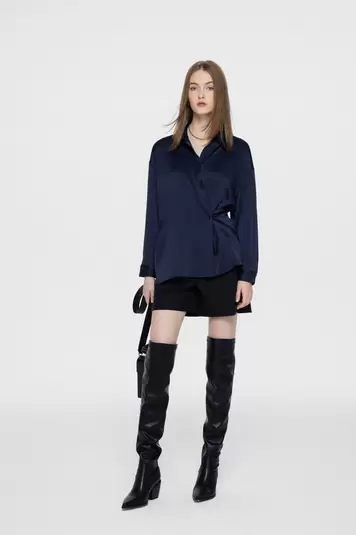 Emma Textured Seersucker Asymmetric button up Blouse offers at S$ 39 in G2000