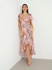 Floral print long dress offers at S$ 130 in Guess