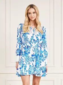 Marciano linen blend mini dress offers at S$ 162.5 in Guess