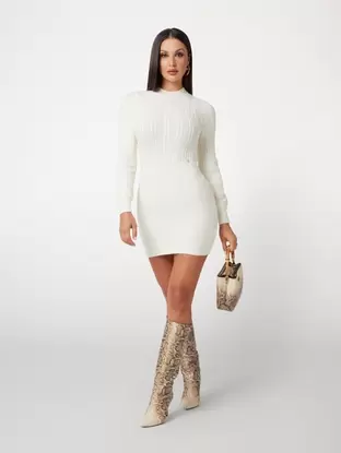 Cable knit sweater mini dress offers at S$ 105 in Guess