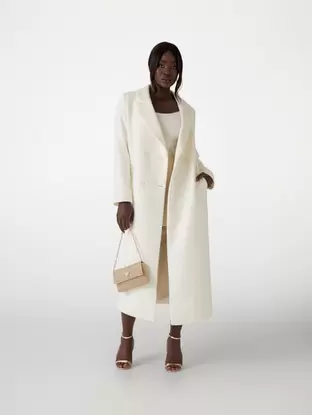 Long wool-blend coat offers at S$ 230 in Guess