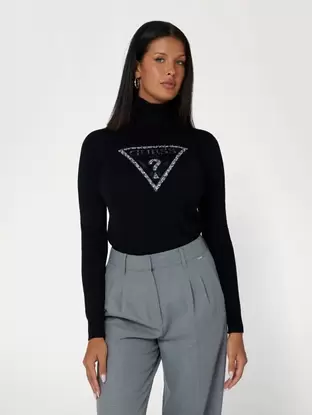 Rhinestones triangle logo sweater offers at S$ 37.5 in Guess