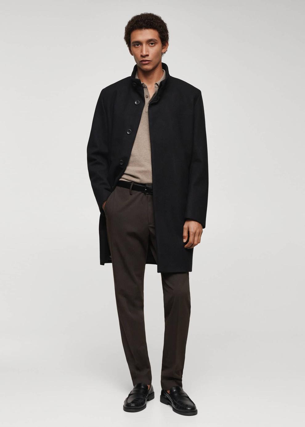 Wool funnel neck coat offers at S$ 199.9 in HE by Mango