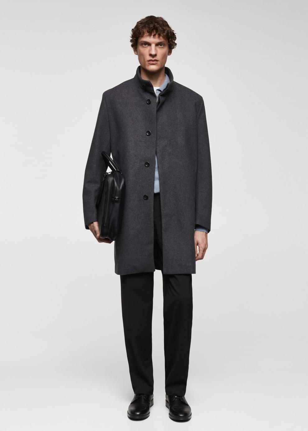 Wool funnel neck coat offers at S$ 199.9 in HE by Mango