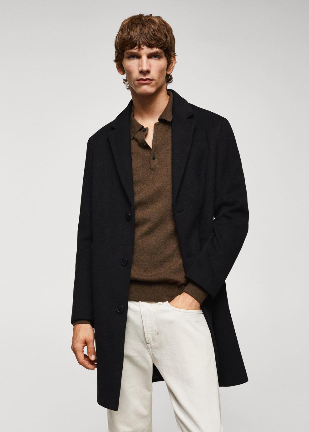 Recycled woollen coat offers at S$ 165.9 in HE by Mango