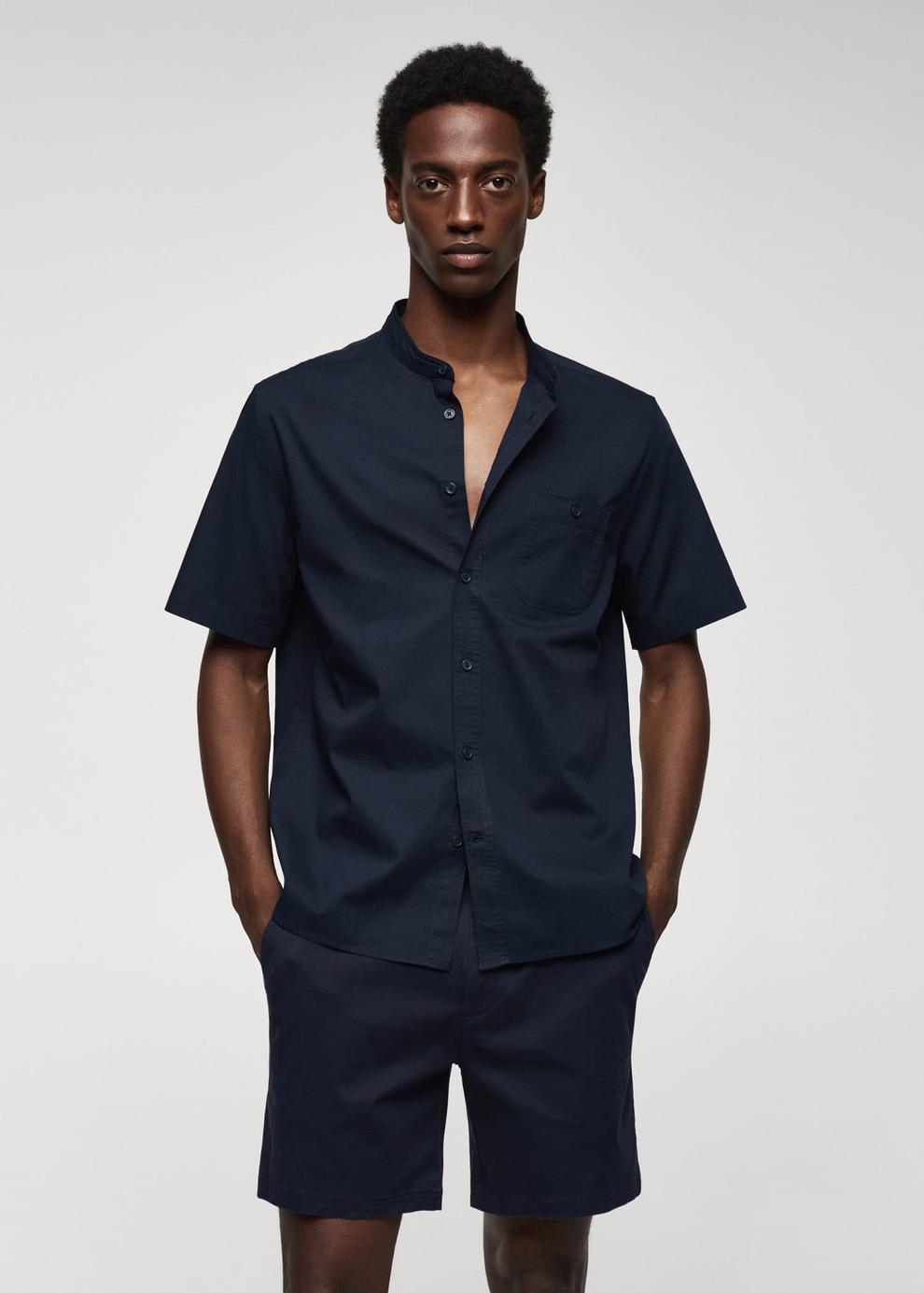 100% cotton mandarin collar shirt offers at S$ 49.9 in HE by Mango