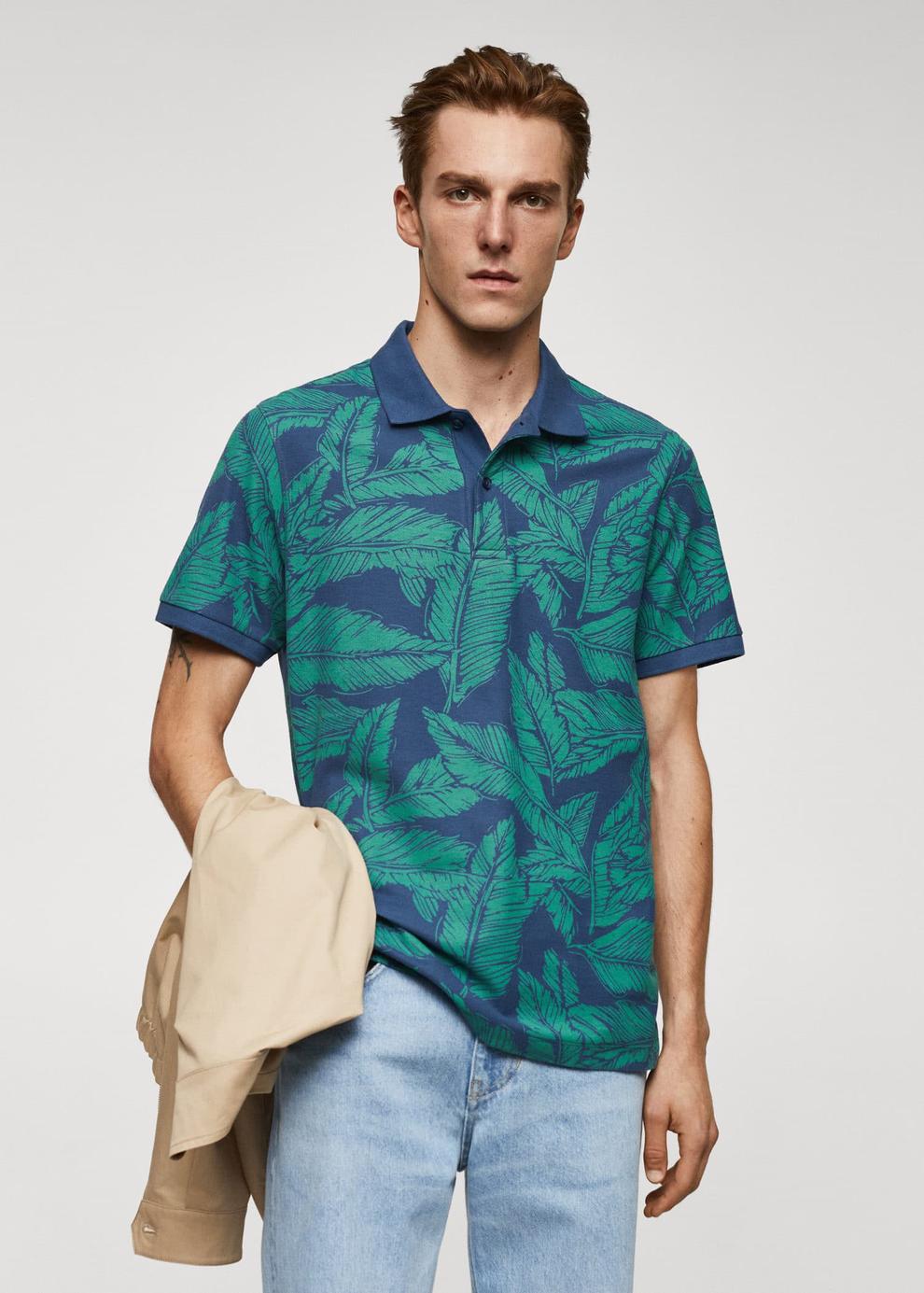 Tropical print cotton polo shirt offers at S$ 39.9 in HE by Mango